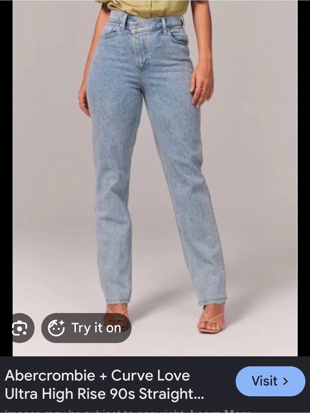 Abercrombie Curve Love Ultra High-Rise Straight Jeans - Light Blue